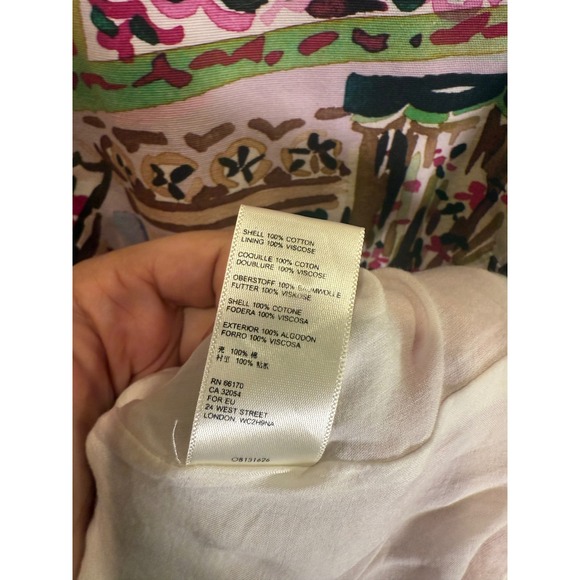 Anthropologie Sleeveless A-Line Dress Art Scene Print Pink Blue Size Medium - Picture 6 of 6